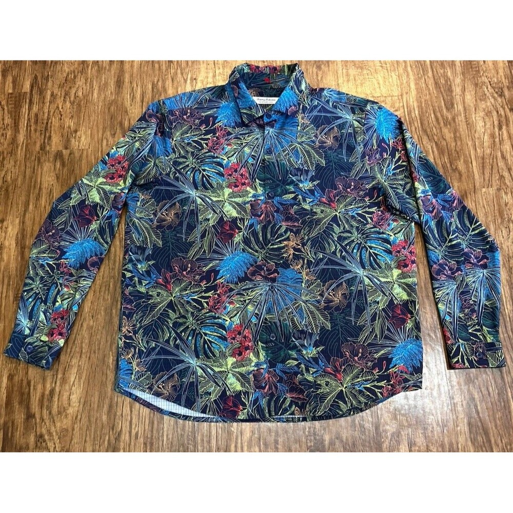 Tommy Bahama Button Up Shirt Men’s XL Stretch Long Sleeve Vented pocket Tropical